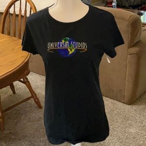 NWT Ladies Size XL Universal Studios Rhinestone Globe Tee, CUTE!